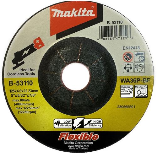 MAKITA kotúč brúsny pružný 125x4x22.23 mm B-53110