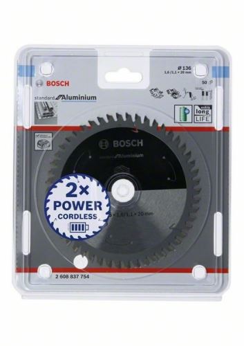 BOSCH Pílový kotúč pre aku píly; Standard for Aluminium 136x20x1,6/1,1x50T 2608837754