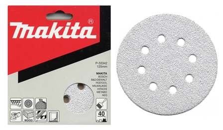 MAKITA papier brúsny suchý zips 125 mm 8 dier K120, 10 ks P-33386