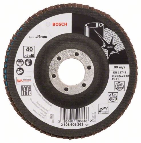 BOSCH Lamelový brúsny kotúč X581, Best for Inox 115 mm, 22,23 mm, 40 2608608263