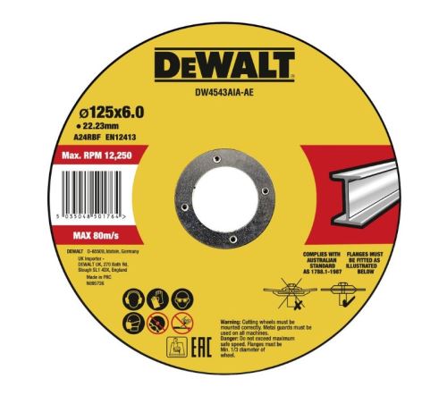 DeWALT Rezný kotúč na kov 125 x 22,23 x 6 mm DW4543AIA