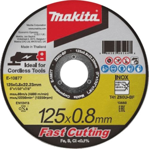 MAKITA rezný kotúč na nerez 125 x 0.8 x 22.23 mm E-10877