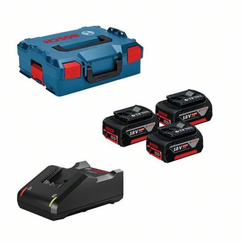 Bosch Profesionálna sada: 3x akumulátor GBA 18V 5.0 Ah + GAL 18V-40 v L-BOXXe 136 0615990L3T