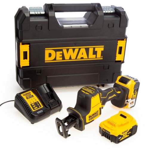 Dewalt Bezuhlíková kompaktná priamočiara píla 18V XR (2 x 5,0 Ah batéria) v TSTAK boxe DCS369P2