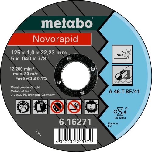 METABO - NOVORAPID 125 X 1,0 X 22,23 INOX, TF 41 (616271000)