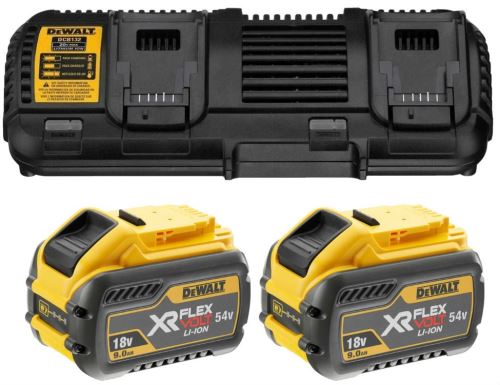 DeWALT Duálna nabíjačka s akumulátormi 2× 9,0 Ah Li-ion FLEXVOLT 18V/54V DCB132X2