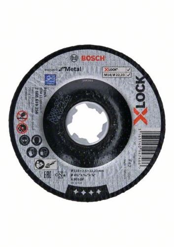 BOSCH X-LOCK Prelomený rezací kotúč Expert for Metal systému 115×2,5×22,23 A 30 S BF, 115 mm, 2,5 mm 2608619256