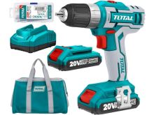 TOTAL Vŕtací skrutkovač aku, 20 V Li-ion (2x), 2000mAh, industrial TDLI2002