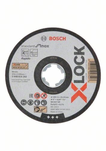 BOSCH X-LOCK Plochý rezací kotúč Standard for Inox systému 125×1×22,23 mm 125 x 1 x 22.23 mm 2608619262