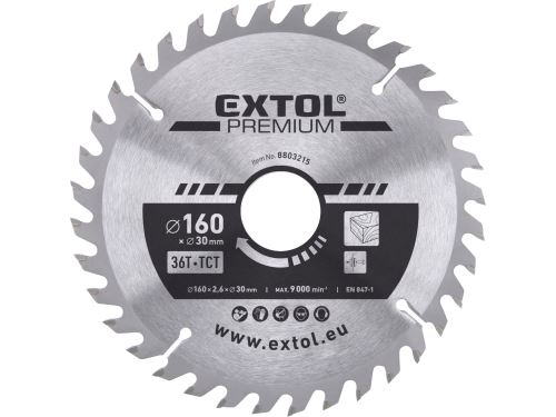 EXTOL PREMIUM kotúč pílový s SK plátkami, O 160x2, 6x30mm, 36T 8803215