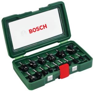 BOSCH 15-dielna súprava fréz z tvrdokovu (Ø stopky 8 mm) 2607019469