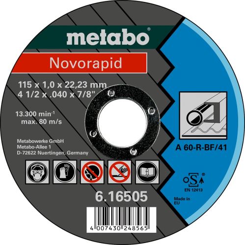 METABO - Novorapid 115 x 1,0 x 22,23 mm, oceľ, TF 41 - 616505000