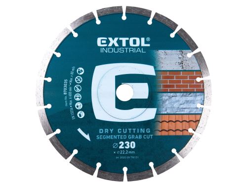 EXTOL INDUSTRIAL kotúč diamantový rezný segmentový Grab Cut, suché rezanie, O 230x22,2x2,8mm 8703035