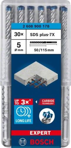 BOSCH EXPERT vrták SDS plus-7X, 5x50x115 30ks 2608900178