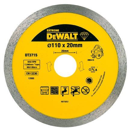 DeWALT Diamantový kotúč pre rezačku obkladov 110 × 20 mm na rezanie mramoru, porcelánu, žuly DT3715