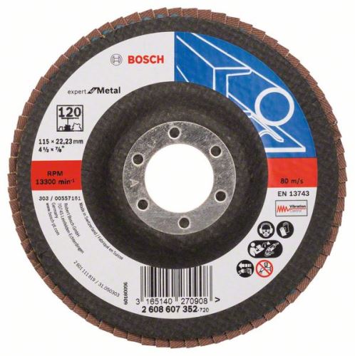 BOSCH Lamelový brúsny kotúč X551, Expert pre Metal D = 115 mm; G = 120, lomený 2608607352