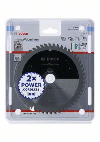 BOSCH Pílový kotúč pre aku píly; Standard for Aluminium 150x20x1,8/1,3x52T 2608837756