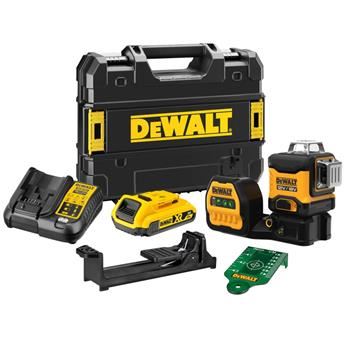 DeWALT sada DCD701 vŕtací skrutkovač + DCE089 Krížový laser zelený 12V 2,0 Ah Li-Ion v puzdre TSTAK DCK212D2T