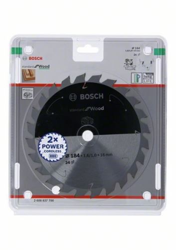 BOSCH Pílový kotúč pre aku píly; Standard for Wood 184x16x1,6/1,0x24T 2608837700