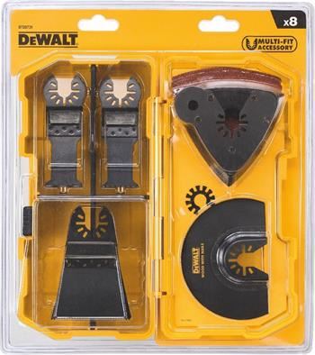 DeWALT Súprava (8 ks) pre oscilačné náradie (1x DT20700, 1x DT20701, 1x DT20704, 1x DT20705, DT20710, 3x brúsny papier 93 x 93 mm) DT20731