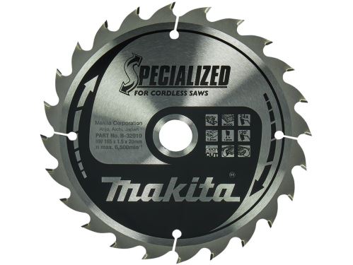 MAKITA Pílový kotúč na drevo SPECIALIZED 165x1.5x20 mm 24Z pre aku píly B-32910