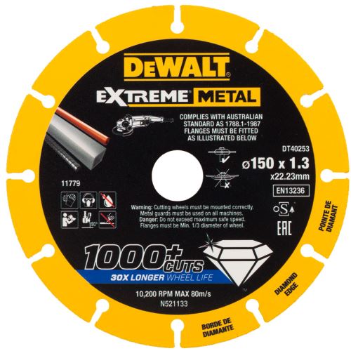 DeWALT Diamantový kotúč EXTREME METAL 150 x 1,3 mm DT40253