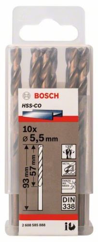 BOSCH Vrtáky do kovu HSS-Co, DIN 338 5,5 x 57 x 93 mm (10 ks) 2608585888