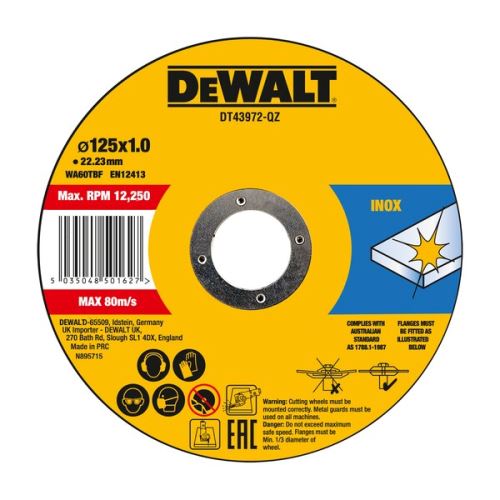 DeWALT Rezný kotúč na kov a nerez 125 x 1 mm (25 ks) DT43972