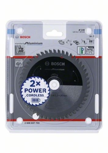 BOSCH Pílový kotúč pre aku píly; Standard for Aluminium 140x20x1,6/1,1x50T 2608837755