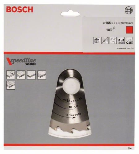 BOSCH Pílový kotúč Speedline Wood 165 x 30 x 2,2 mm, 18 2608640789