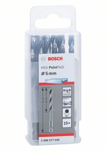 BOSCH Vrták do kovu HSS PointTeQ HEX so 6-hrannou stopkou; 5.0 mm 2608577545