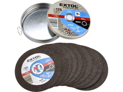 EXTOL PREMIUM Kotúč rezný na oceľ/antikor, 10ks, 125x1,0x22,2mm