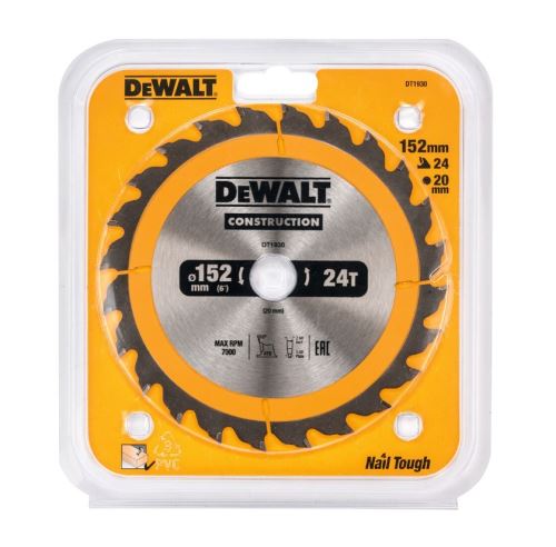 DeWALT Pílový kotúč na drevo 152 mm 24 zubov DT1930