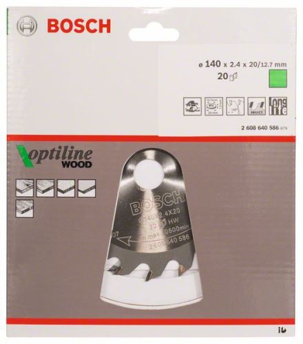 BOSCH Pílový kotúč Optiline Wood 140 x 20/12,7 x 2,4 mm, 20 2608640586