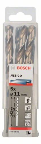 BOSCH Vrtáky do kovu HSS-Co, DIN 338 11 x 94 x 142 mm (5 ks) 2608585901