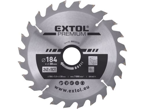 EXTOL PREMIUM kotúč pílový s SK plátkami, O 184x3, 0x30mm, 24T 8803220