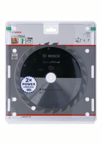 BOSCH Pílový kotúč pre aku píly; Standard for Wood 216x30x1,7/1,2x24T 2608837724