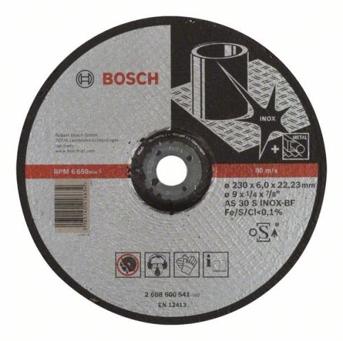 BOSCH Hrubovací kotúč profilovaný Expert for Inox AS 30 S INOX BF, 230 mm, 6,0 mm 2608600541