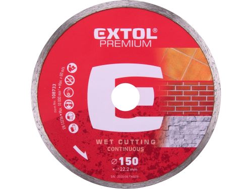 EXTOL PREMIUM kotúč diamantový rezný celoobvodový - mokré rezanie, O 150x22, 2x2, 5mm 108733