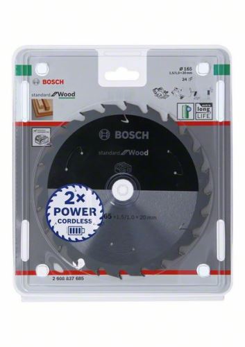 BOSCH Pílový kotúč pre aku píly; Standard for Wood 165x20x1,5/1,0x24T 2608837685