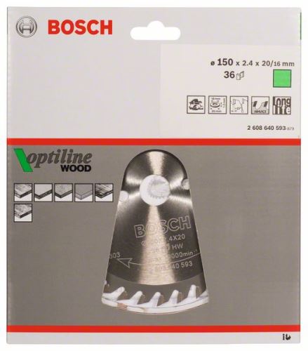 BOSCH Pílový kotúč Optiline Wood 150 x 20/16 x 2,4 mm, 36 2608640593