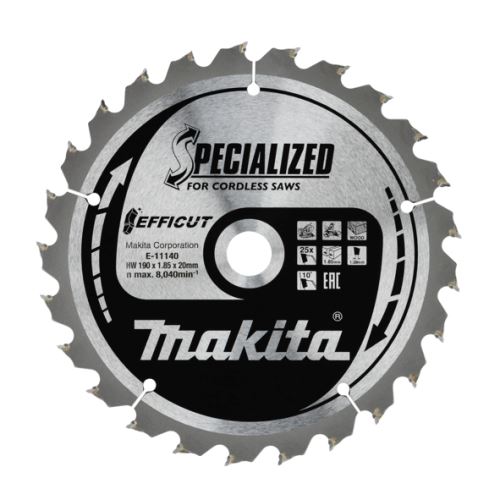 MAKITA kotúč pílový drevo Efficut 190x1.85x20 mm 25 zubov E-11140