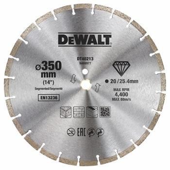 DeWALT Diamantový segmentový kotúč, suché rezanie, 350 x 25,4 mm DT40213