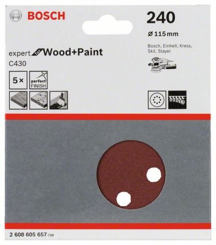 BOSCH Brúsny papier (5 ks); 115 mm, 240 2608605657