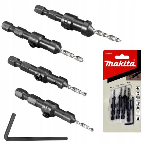 MAKITA sada vrtákov so záhlbníkom 1/4'' 4 ks D-73455