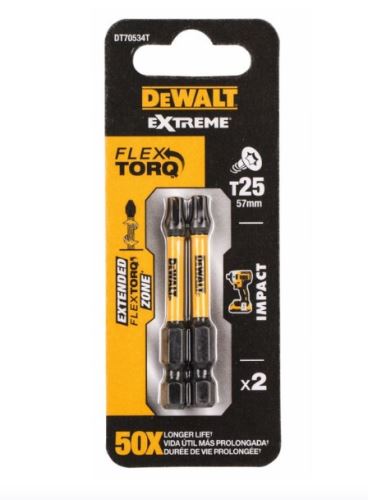 DeWALT Torzný skrutkovací bit TORX T25, EXTREME (2 ks) DT70534T