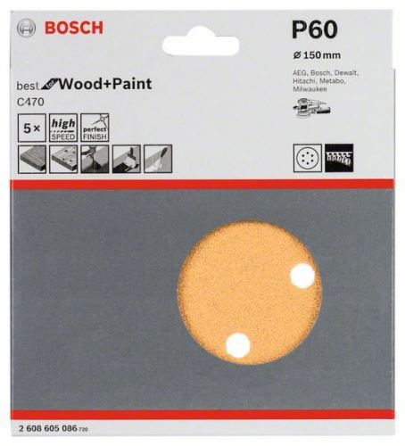 BOSCH Brúsny papier C470, 150 mm, 60 (5 ks) 2608605086