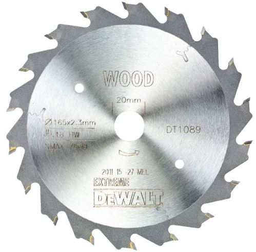 DeWALT Pílový kotúč pre ponornú pílu, 165 x 20 mm, 18 zubov DT1089