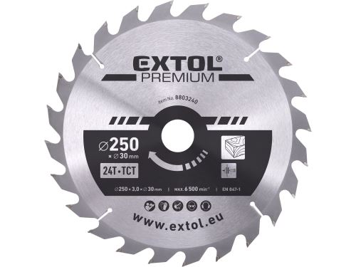 EXTOL PREMIUM kotúč pílový s SK plátkami, O 250x3, 0x30mm, 24T 8803240