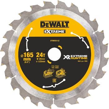 DeWALT Pílový kotúč (ideálny pre píly FLEXVOLT), 165 x 20 mm, 24 zubov DT99560